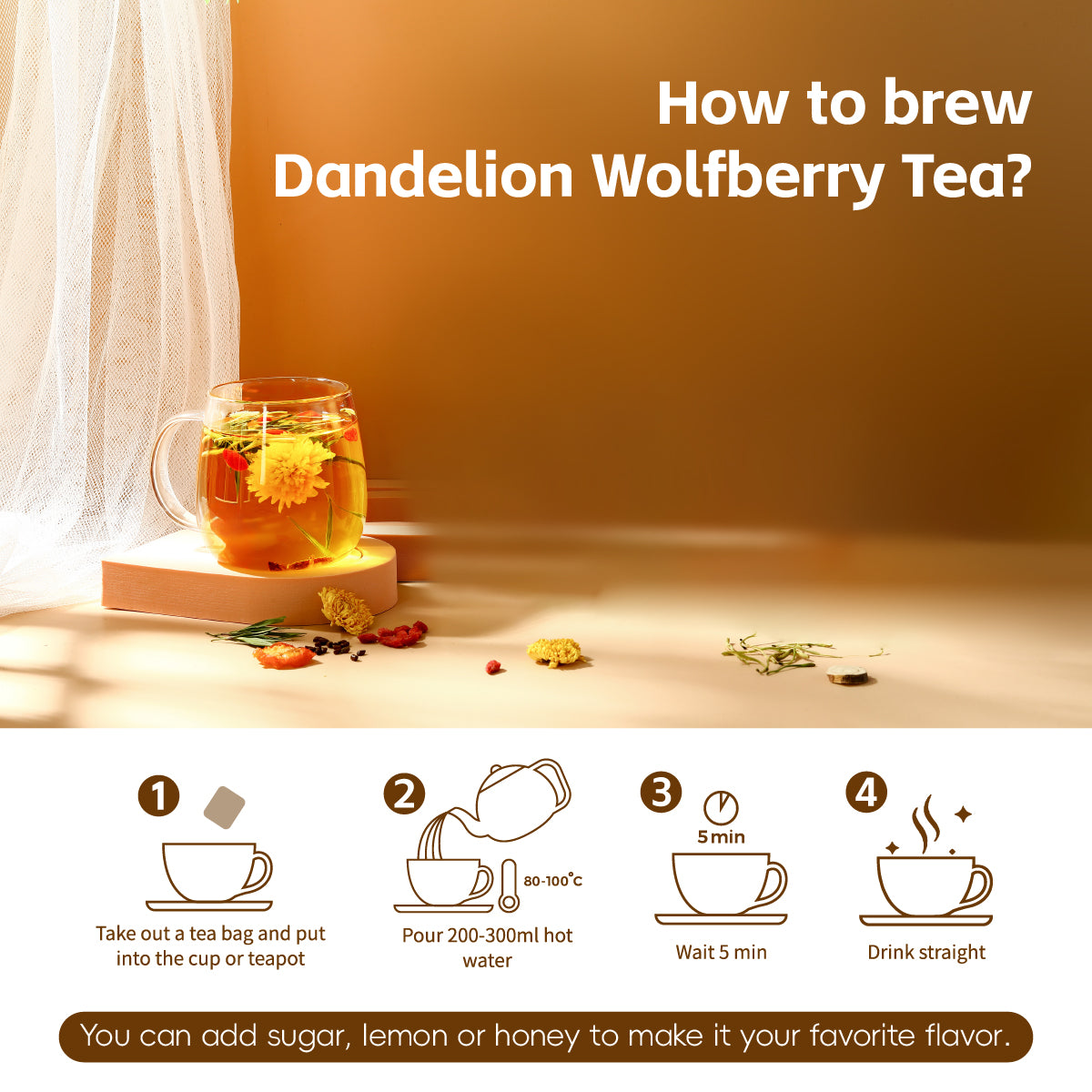 Dandelion Wolfberry Tea, Goji Berry Chrysanthemum Cassia Seed
